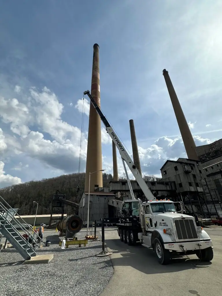 Water pump being pulled at power plant in Clearfield County, PA bt Sky Point Crane