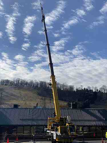 boom crane rental on construction site